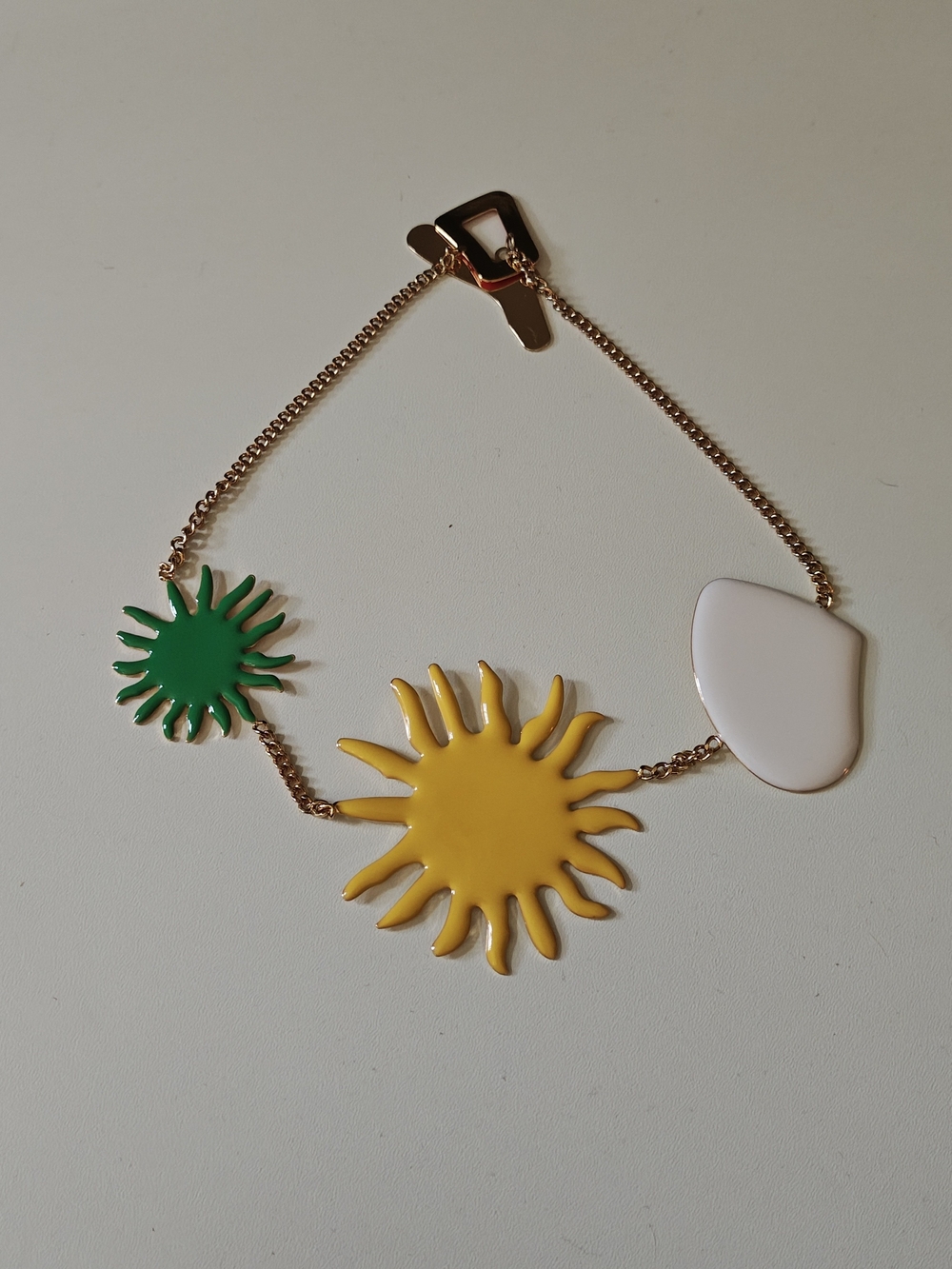 Simon Miller Yellow Sunburst Trio Necklace with Green & White Accents
